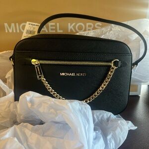 Michael Kors Black Leather Crossbody Bag